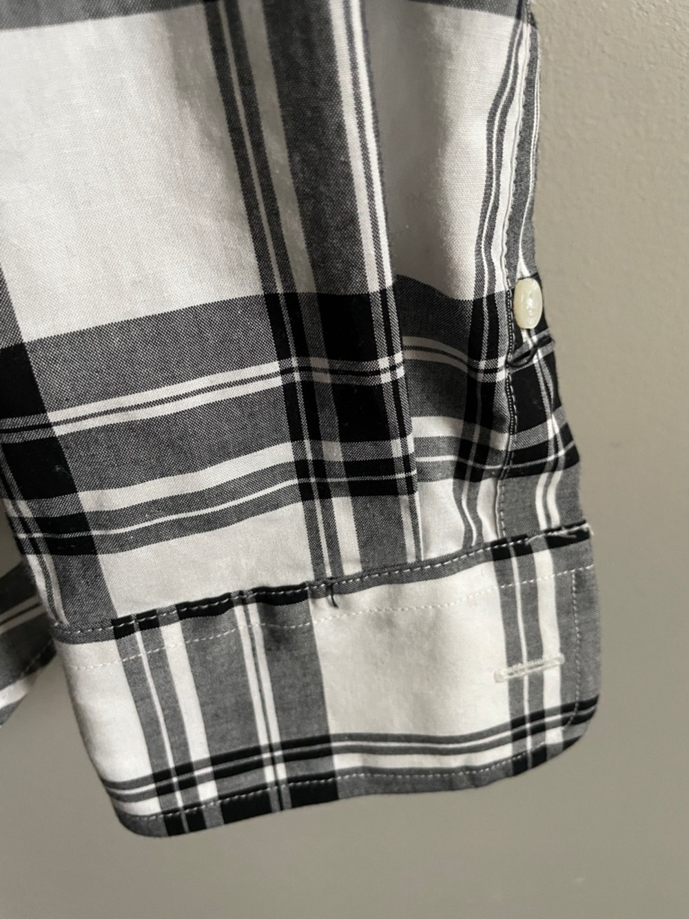 Chaps Black and White Plaid Button-Up Shirt - Picture 6 of 10
